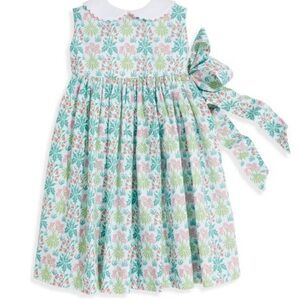 bella bliss Green and Pink Floral Dress- Peter Pan Sundress - island garden